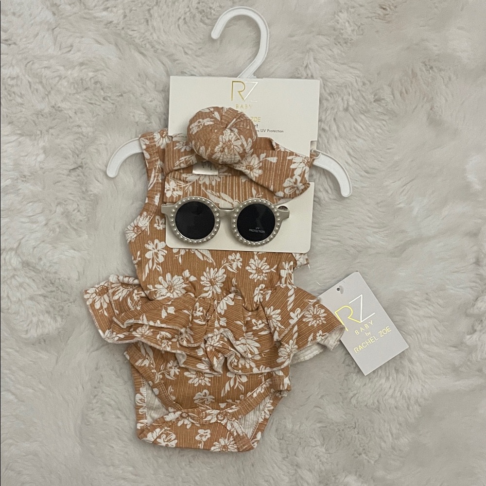 Rachel Zoe Kids Tan Floral Sunglasses Set